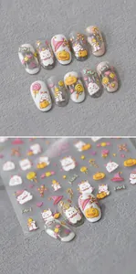 Detailed 3D embossed Halloween nail stickers with pumpkins, ghosts and witch hats