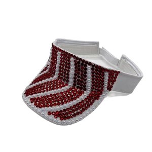 Visière pare-soleil blanche pour femme avec strass rouges et perles de style élégant