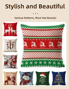 Close-up of festive Christmas pillowcase textures showing digital print and linen fabric