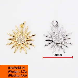 Exquisite sunburst sunflower pendant with micro-paved cubic zirconia in 18K gold plating