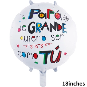 18-inch white round foil balloon with Spanish text and mustache for Father's Day decor