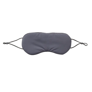 Adjustable ice silk sleep mask in dark grey with elastic straps on a white background