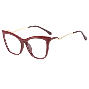 Fashion Cat Eye Glasses Frame Anti Blue Light Large Metal PC Optical Eyewear For Women Retro Simple Lightweight