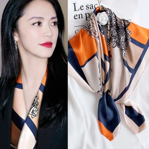 Women's Polyester Satin Square Scarf Elegant Nautical Anchor Horse Print Shawl Retro Head Neck Scarf For Office Daily Party