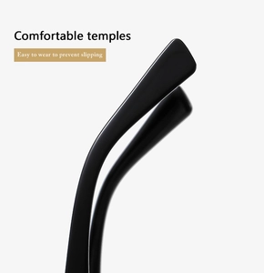 Detail of comfortable glossy black sunglasses temples with anti-slip curved design