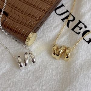 Minimalist 925 sterling silver ripple pendant necklace in gold and silver finishes
