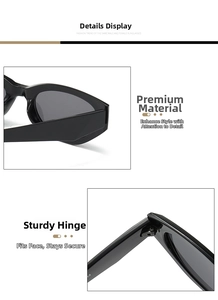 Close-up of durable hinges and high-quality black frame details on cat eye sunglasses