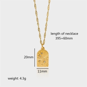 Detailed size and weight specs for a gold star and moon pendant necklace in 18K plating