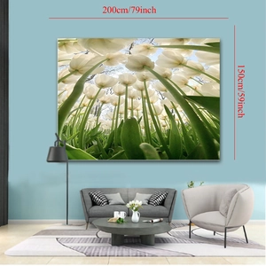 Forest botanical wall tapestry 200x150cm with white tulip floral landscape design