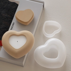 Moule en silicone en forme de cœur pour bougies d'aromathérapie et boîtes en résine