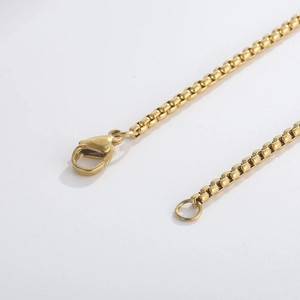 18K gold plated stainless steel box chain necklace with secure lobster clasp closure