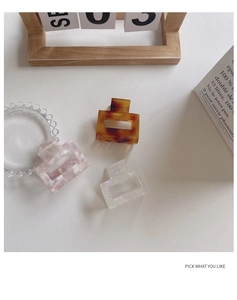 French style acetate claw clips in tortoiseshell, pink marble and pearl white colors