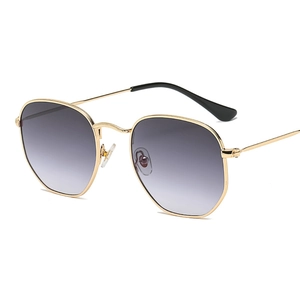 Gafas De Sol Poligonales Montura Metálica Irregular Moda Retro Harajuku UV400 Exterior Para Hombres Mujeres