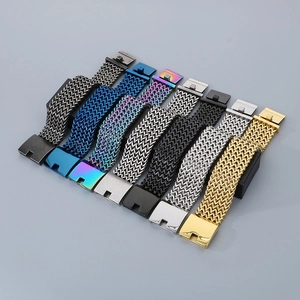 Men's 30mm thick fish scale stainless steel bracelets in multiple vacuum plated colors