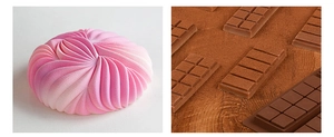 Detailed texture of column aromatherapy candle and geometric chocolate silicone mold crafts