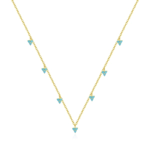 Elegant S925 sterling silver gold-plated necklace featuring turquoise clover pendants