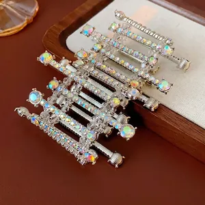 Elegant silver alloy bracelet with AB colorful rhinestones and floral heart motifs