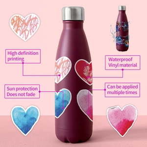 Waterproof heart graffiti vinyl stickers for laptops and water bottles with pink aesthetic