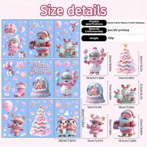 9-piece set of electrostatic Christmas window stickers with tree and snowman motifs