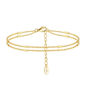 Elegant double-layered S925 sterling silver gold bamboo joint bracelet for women