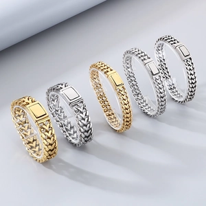 Bracelets gourmette en acier titane doré et argenté pour homme, design minimaliste