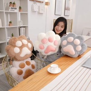 Cat paw plush pillow blanket 2-in-1 set in soft fleece for office nap and home comfort