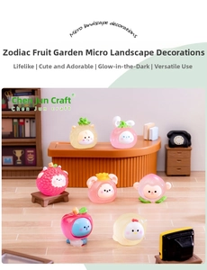 Glow-in-the-dark miniature zodiac fruit figurines for creative DIY desk decoration