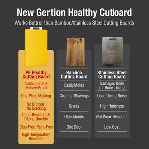 Thickened yellow PE plastic cutting board with antibacterial handle and seamless design