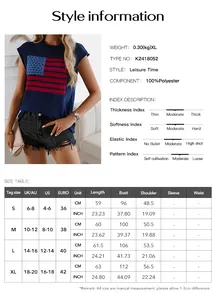 Size chart and fabric material specifications for the casual contrast sweater vest