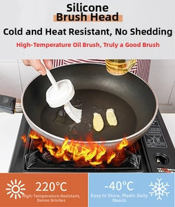 Silicone oil brush with dense heat resistant bristles for baking and BBQ cooking
