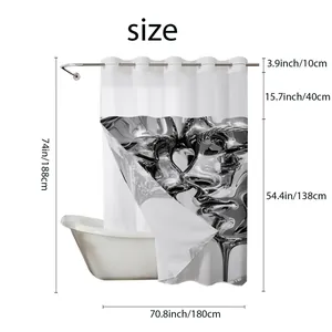 Detailed size chart for waterproof shower curtain showing height and width dimensions