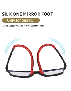 Dettaglio della montura in silicone nero e rosso che mostra flessibilità e robustezza