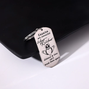 Silver stainless steel Claddagh heart keychain with Cousins heart to heart engraving