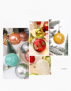 Close-up of 6cm Christmas ball set with glitter patterns and colorful painted details