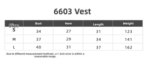 Guide des tailles détaillé pour le soutien-gorge de sport 6603 avec mesures S, M et L