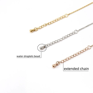 Adjustable stainless steel bracelet extender chain with water drop beads in three colors