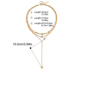 Guide des tailles pour collier Y en acier 18K montrant les longueurs et spécifications