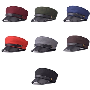 Classic mariner caps in multiple colors featuring PU leather brim and canvas top