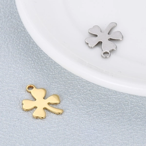 Pendentif Trèfle À Quatre Feuilles Acier Inoxydable Pour Fabrication Bijoux DIY Collier Bracelet Accessoire Mode