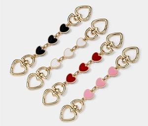 Metal heart bag chain extender fashion cross-body purse strap metal hardware decoration