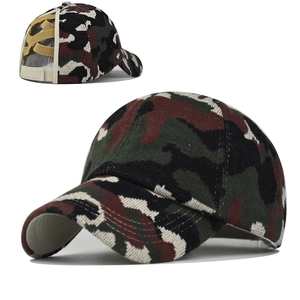 Camouflage-Baseballkappe für Damen mit elastischem Kreuzverschluss für den Pferdeschwanz