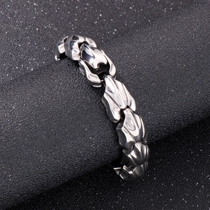 Men 316L Stainless Steel Bracelet Heavy Dragon Bone Link Chain Punk Rock Biker Industrial Jewelry Silver