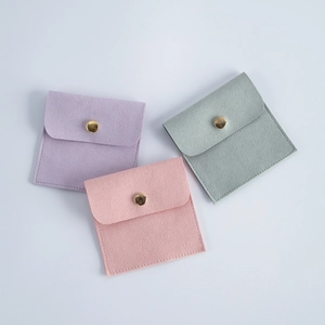 Mini Mikrofaser Samt Schmuckbeutel mit Druckknopf, weiche Staubschutz Ringkette Tasche.