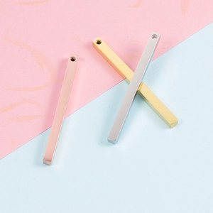304 Stainless Steel Mirror Polished Rectangular Bar Pendant Long Strip Charms For DIY Jewelry Making Geometric Design