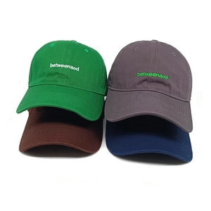 Minimalist cotton baseball cap with letter embroidery in green, gray, brown and blue