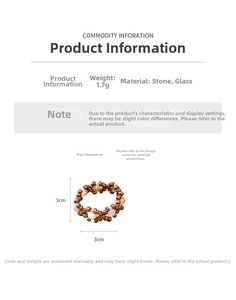Detailed specs of handmade beaded ring showing 3cm size, stone and glass materials