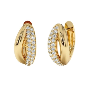 Exquisite S925 sterling silver hoop earrings with micro-paved cubic zirconia in gold