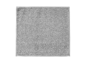 Close-up of grey bamboo charcoal fiber dishcloth showing soft texture and neat stitched edges