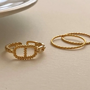 Elegant 925 sterling silver gold plated pig nose open ring set for women fashion