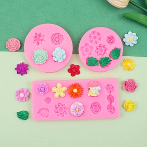 Silikonformen für Kuchendeko und DIY-Tonarbeiten mit Rosen- und Sonnenblumenmotiven
